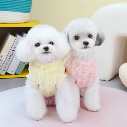 Winter Pet Clothes Warm Coral Fleece Dog Vest Pullover Jacket Puppy Dog Sweater with D Ring for Small Medium Dogs Cats Costume