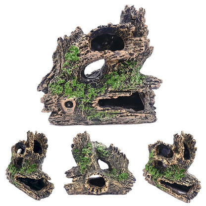 Artificial Aquarium Decoration Resin Tree Root Aquatic Fish Tank Ornament Decor Tree Hole Crystal Shrimp Dodge Breeding House
