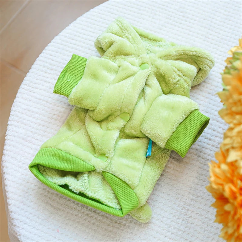 Autumn Winter Pet Dog Costumes Green Dinosaur Christmas Fleece Overalls Sweatshirts for Small Puppy Funny New Year Cat Clothing