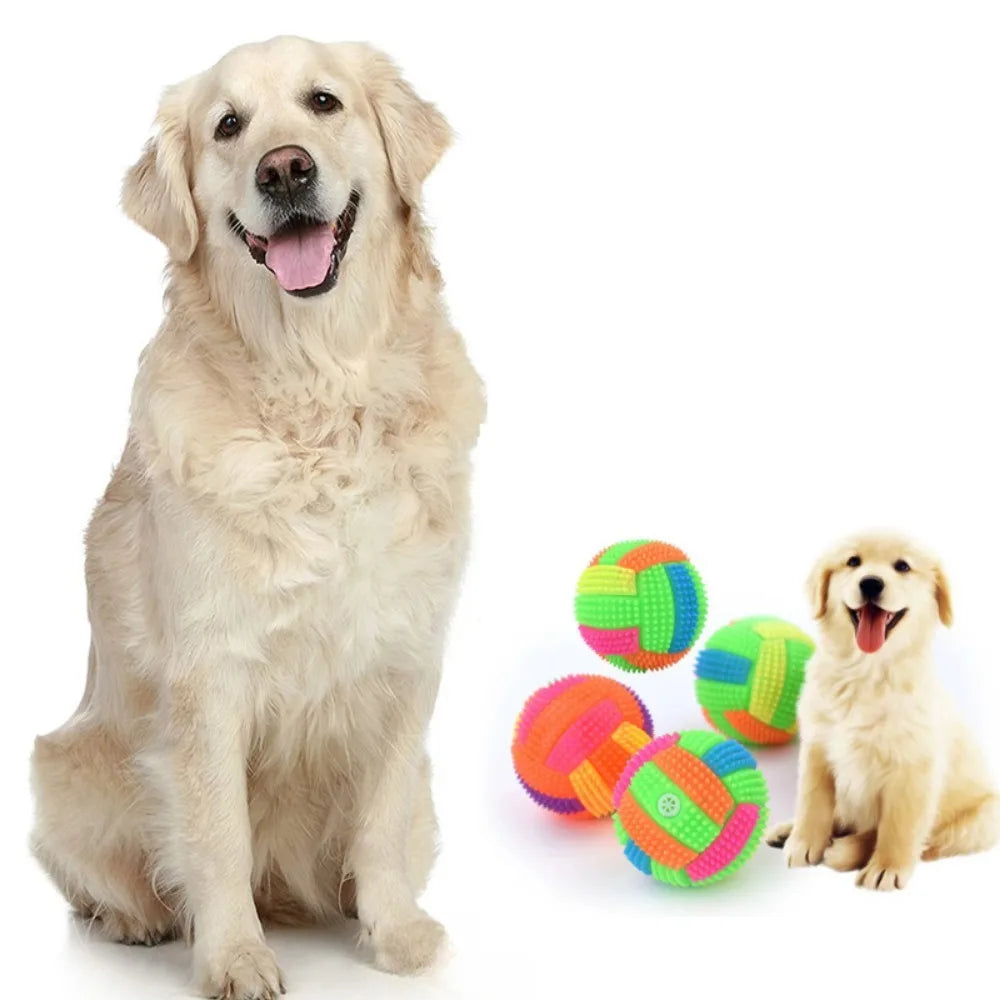 Fun Pet Toys Small Dog Flash Ball Dog Toys Ball Colorful Glowing Elastic Ball Dog Training Throwing Ball interative Toy Ball