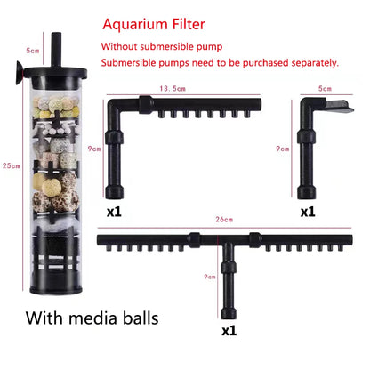 Aquarium Filter 4in1 fish tank filters for Fecal Suction  Water Purification High-efficiency Filtration With Filter Balls Pump