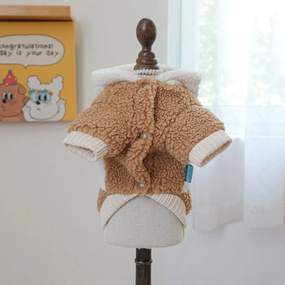 Fashion Patchwork Dog Hoodies "New York" Thick Warm Fleece Dog Hooded Coat Winter Dog Clothes for Small Medium Dogs Pet Apparel