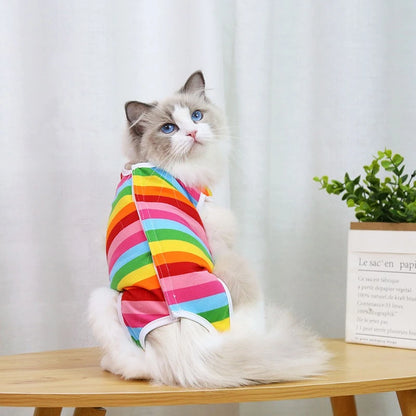 Cute Cartoon Print Overalls for Small Medium Dogs After Sterilization Dressing Surgery Pet Cat Outfit Soft Cotton Puppy T Shirts