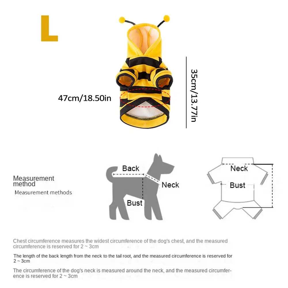 Dog Bee Costume Pet Bee Halloween Hoodies Soft Pet Halloween Christmas Cosplay Dress Hoodie Cosplay Clothes for Dog Cat Puppy