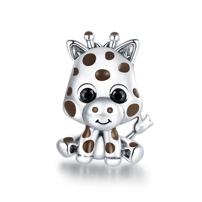 WOSTU 925 Sterling Silver Animal Charms Giraffe Zebra Unicorn Beads for Women Fit Original Bracelets Necklace DIY Jewelry Making