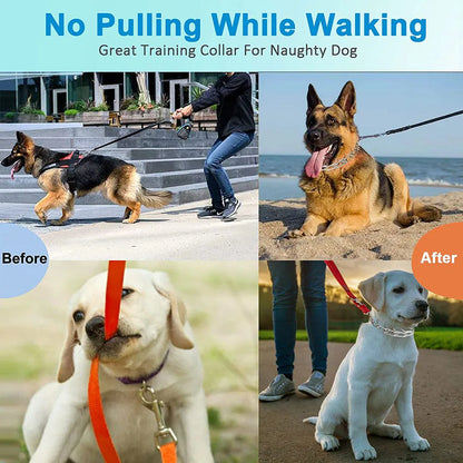 Quick Release Prong Dog Collar Chrome Plated Adjustable Metal No Pull Dog Training Collar Safe No Choke Pinch Collar for Dogs