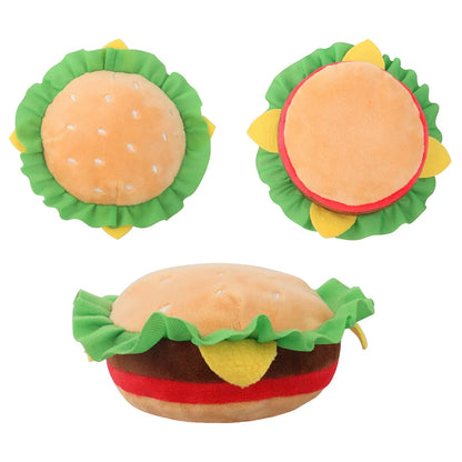 Dog Plush Toy Fast Food Pet Toys Plush Filled Burger Squeaking Dog Toys Fleece Squeak Toys