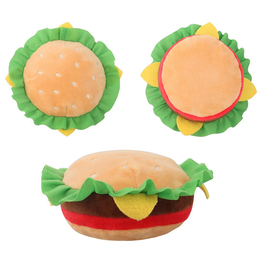 Dog Plush Toy Fast Food Pet Toys Plush Filled Burger Squeaking Dog Toys Fleece Squeak Toys