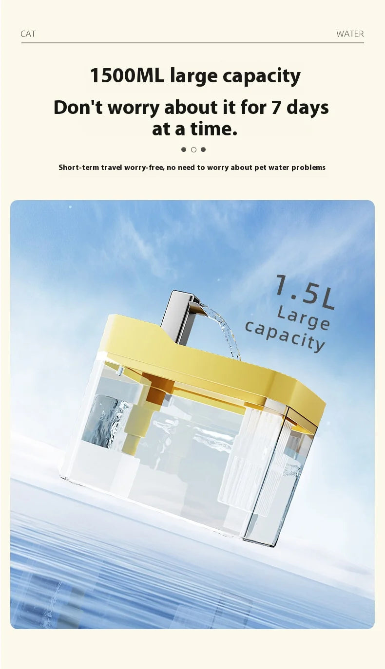 High end transparent cat water dispenser, plug-in automatic wired water dispenser, circulating flow water basin, pet water dispe