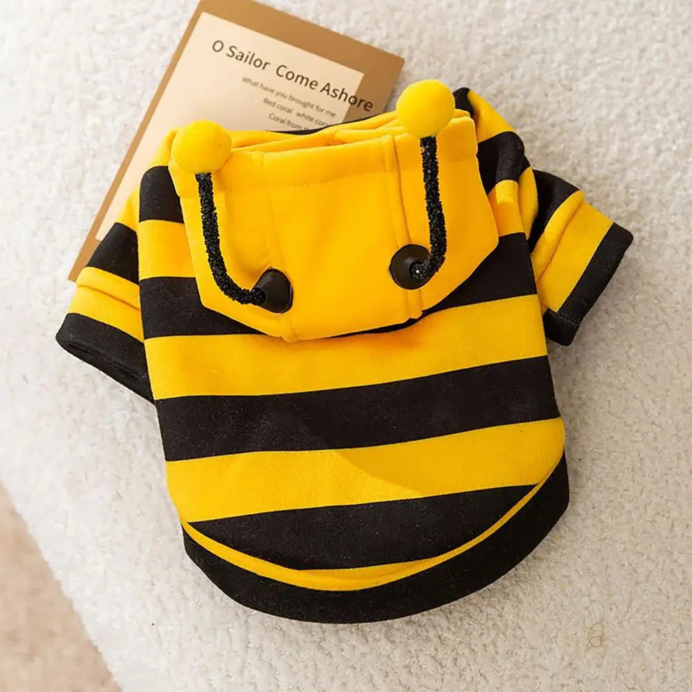Dog Bee Costume Pet Bee Halloween Hoodies Soft Pet Halloween Christmas Cosplay Dress Hoodie Cosplay Clothes for Dog Cat Puppy