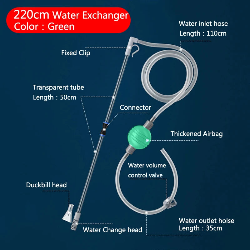 Aquarium Fish Tank Water Changer Air Pump Cleaning Tools Aquarium Gravel Cleaner Vacuum Siphon Pump with Filter Nozzle New