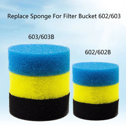 Biochemical Aquarium Cotton Sponge For Filter Bucket 602/603 Fish Tank Filtration Foam Blue Spongs Aquarium Accessories 3Pcs