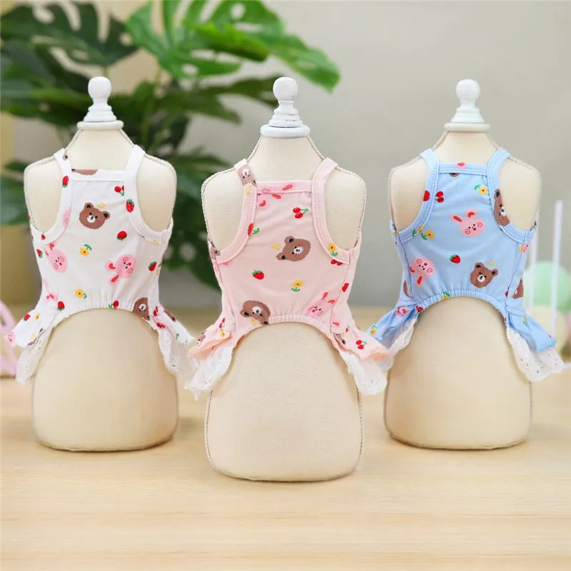 Summer Cotton Cat Dress Skirt Cute Pineapple Cherry Print Pet Clothes Dresses for Cats Sphynx Dog kedi elbisesi ropa para gatos