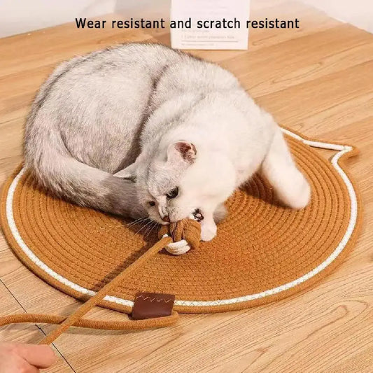 Braided Rope Cat Scratching Pad + Sleeping Pad 2in1 Natural Cotton Rope Material Handmade Comfortable Cat Toy Sturdy and