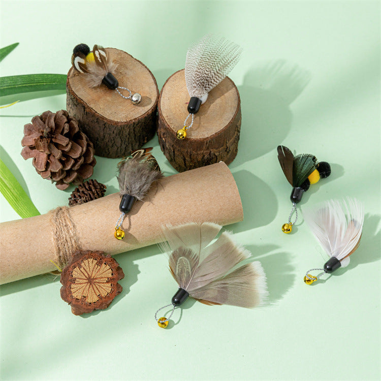 Interactive Cat Feather Toy Accessories False Toy with Bell Replacement Refill Training Kitten Toys