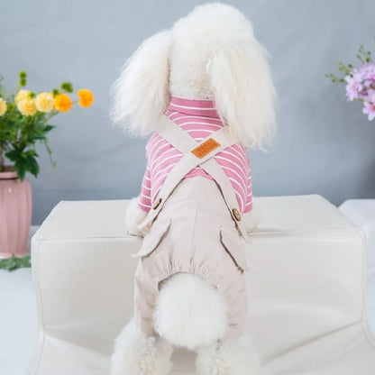 2023 Princess Dog Colorful Stripe Soft Suit Puppy Jumpsuit Spring Doggie Casual Pants Small Medium Pet Couple Four-Legged Coat