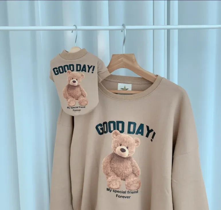 Winter Warm Cute Pet Casual Wear Clothes Bichon Hoodies Cartoon Bear Design For Puppy Dogs Poodle Teddy Girls Sweatshirt Jacket