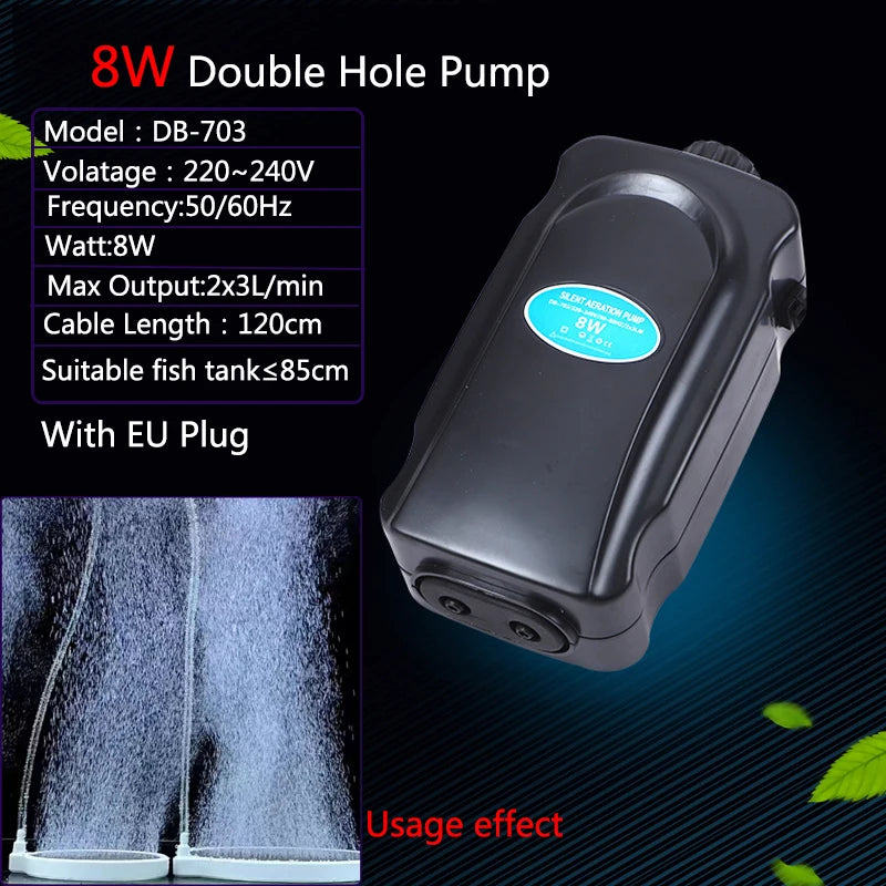220~240V Silent Aquarium Oxygen Air Pump Fish Tank Adjustable Air Volume High Power Oxygenator Air Compressor Aerator ﻿3/5/8/10W