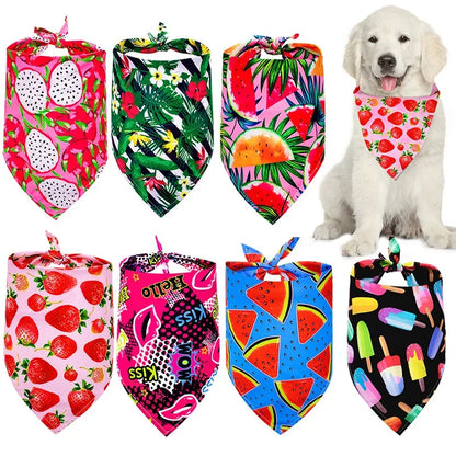 Summer Pet Bandana for Small Medium Large Dogs Fruit Print Dog Triangle Scarf Pomeranian Pug Bibs mascotas Grooming Accessories