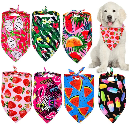 Summer Pet Bandana for Small Medium Large Dogs Fruit Print Dog Triangle Scarf Pomeranian Pug Bibs mascotas Grooming Accessories