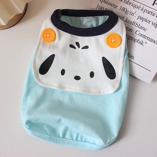 Cotton Solid Puppy Summer Clothes Button Decoration Cute Cartoon Vest for Chihuahua One Piece Unisex Daily Wear Pet Cat Clothing
