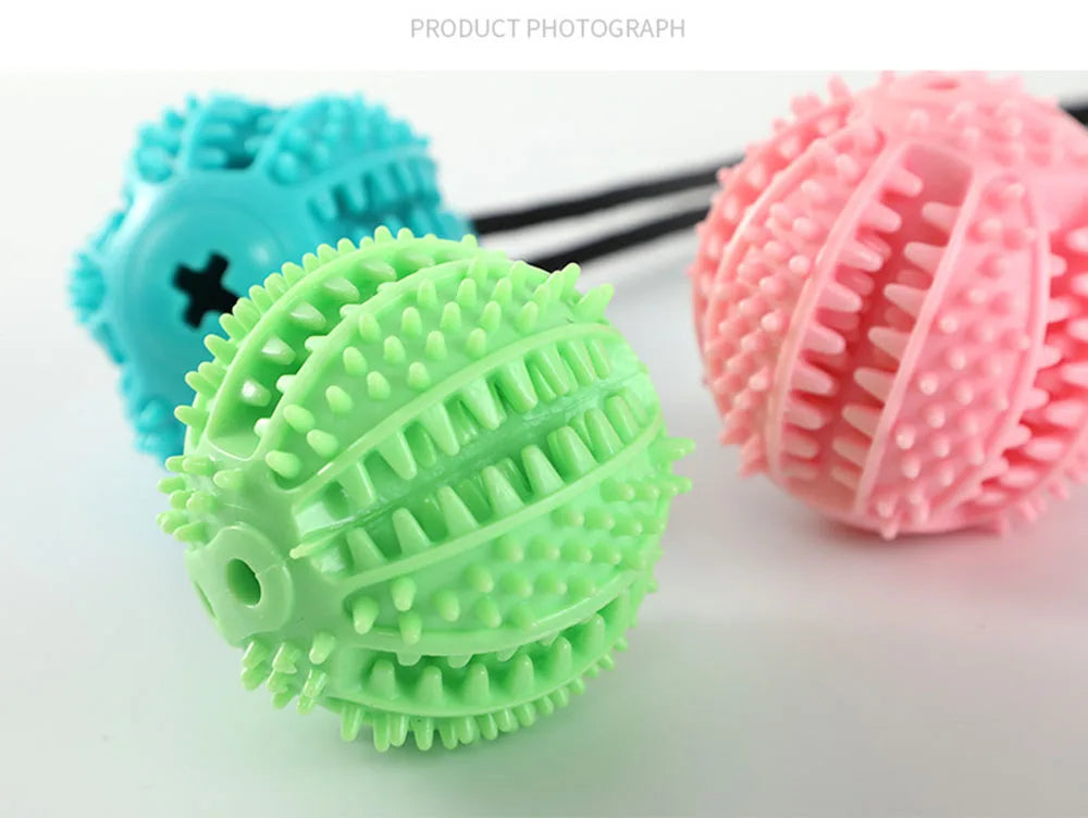Dog Chew Ball Toys for Aggressive Chewers Interactive Dog Puzzle Toy Food Dispenser Suction Cup Dog Tug Toy for Dogs Teeth Clean