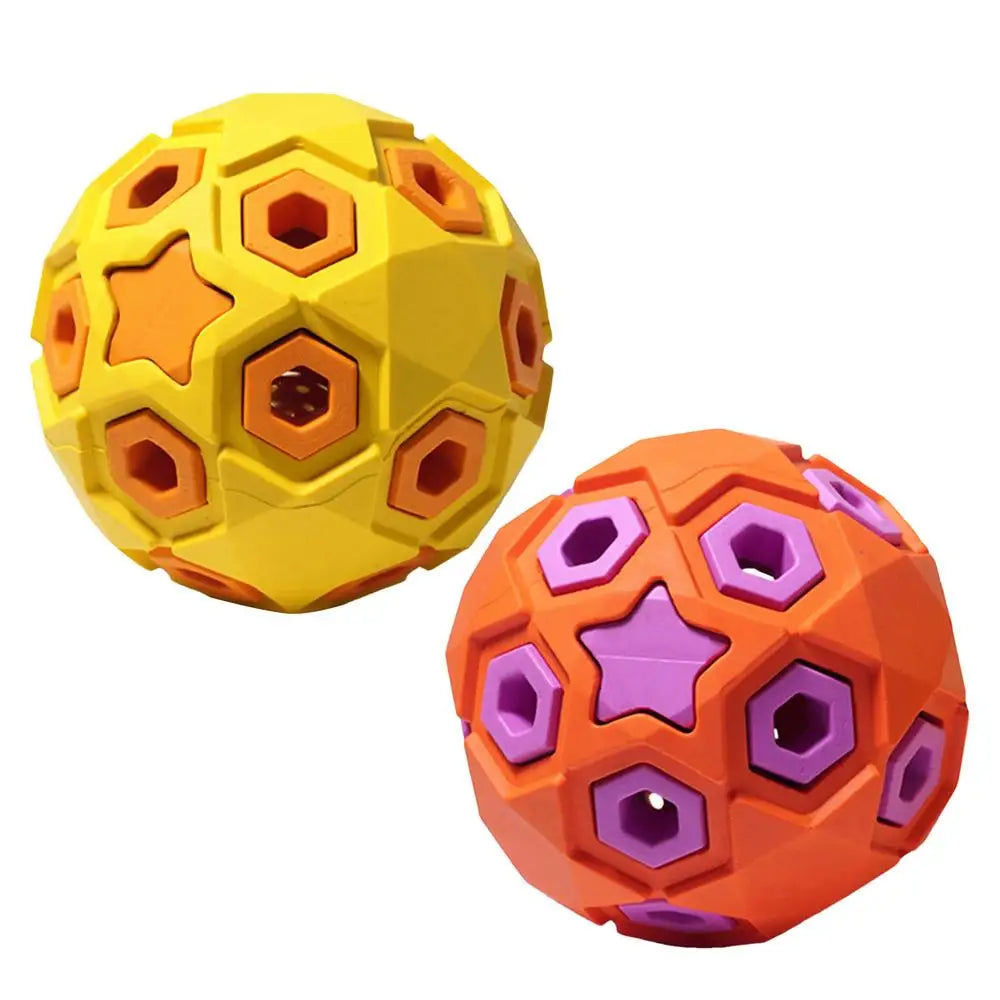 Pet Sound Toys Dog Toy Ball Rubber Hollowed Star Shape Squeaky Balls for Dogs Portable Bite Resistant Training Playing Supplies