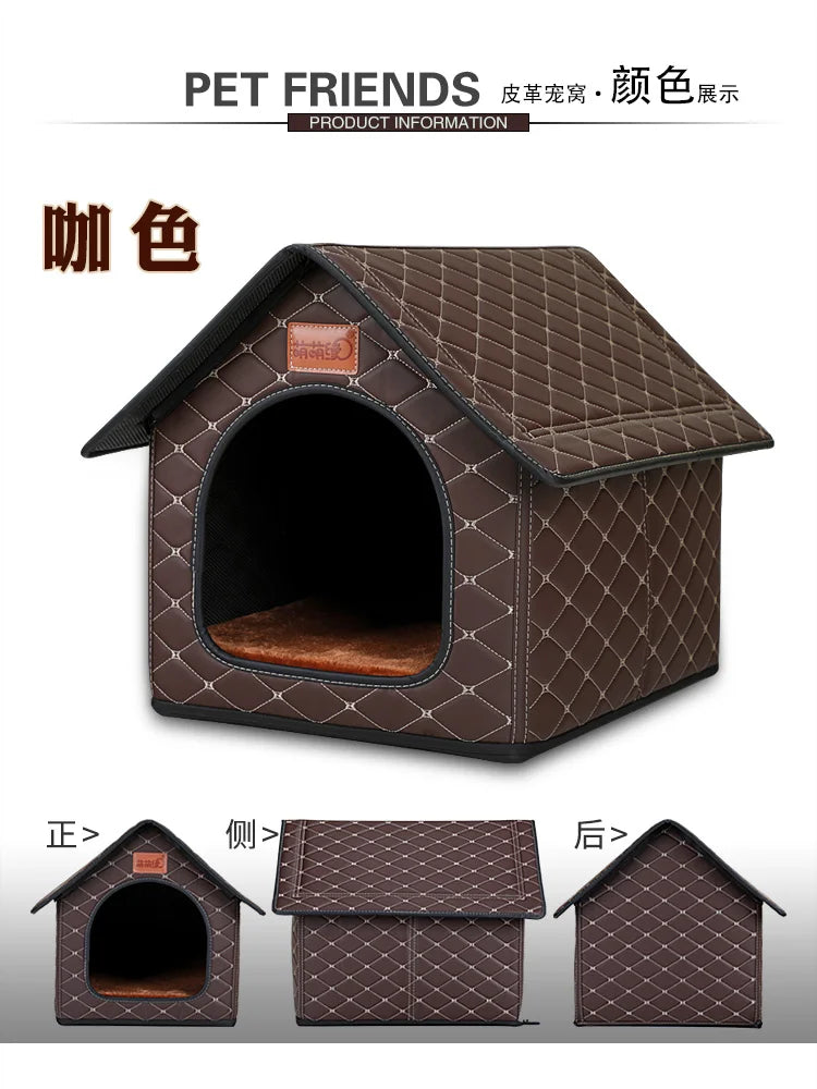 Kennel Winter Warm Waterproof Removable Washable Closed House Kennel Villa Small Dog Corgi Law 11 Pet Nest