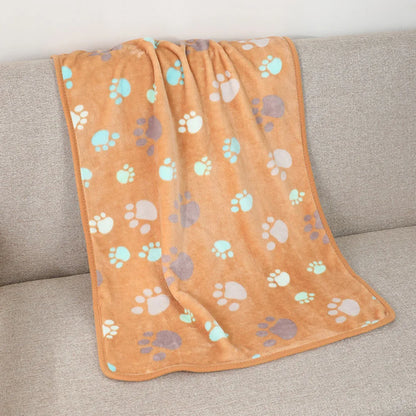 Pet Blanket Dog Puppy Blanket Paw Print Fleece Blanket for Small Medium Large Pet Dog Cat Warm Soft Sleep Mat Doggy Bed Blanket