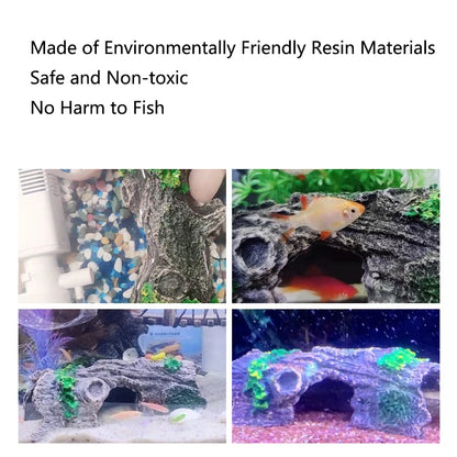 Resin Aquarium Bark tree hole Decoration Artificial View Rock Cave Stone Tree Fish Tank Ornament Pet Supplies Home Decor