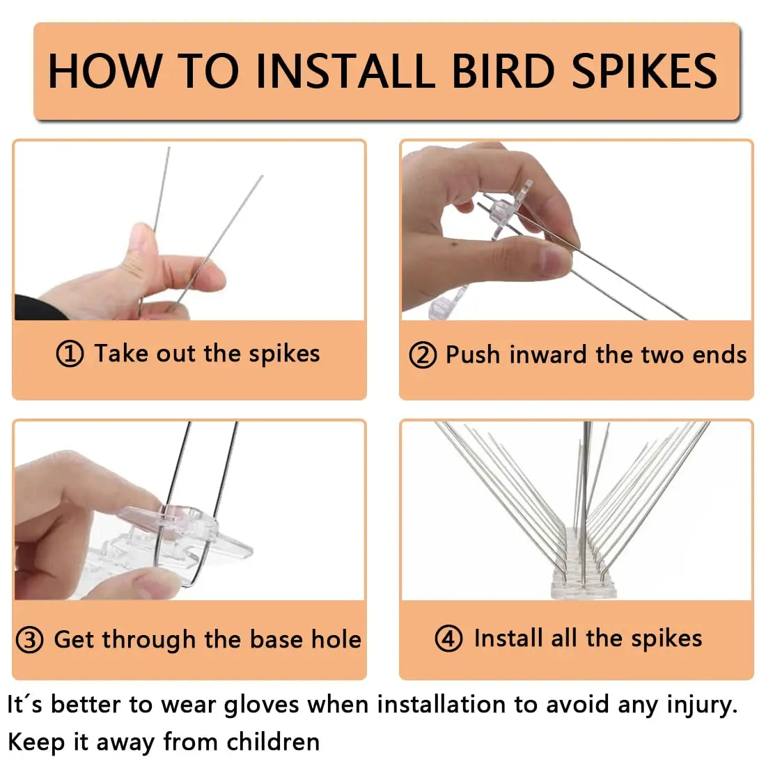 12Pcs Pigeon Spikes Stainless Steel Bird Repeller Set Deterrent Anti Bird Pigeon Squirrel Cats Repellent for Garden Fence Roof