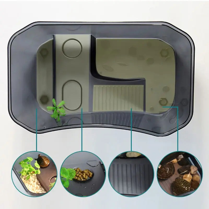 Aquarium for Tank Breeding Box with Basking Platform Habitat Tortoise Feeding Box for Turtle Vivari