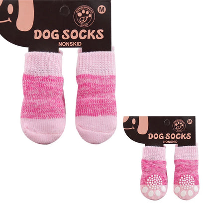 4pcs/Set Dog Shoes For Small Dogs Anti Slip Cat Socks For Cat Cute Dog Socks Pet Chihuahua Dog Clothes Christmas Dog Accessories