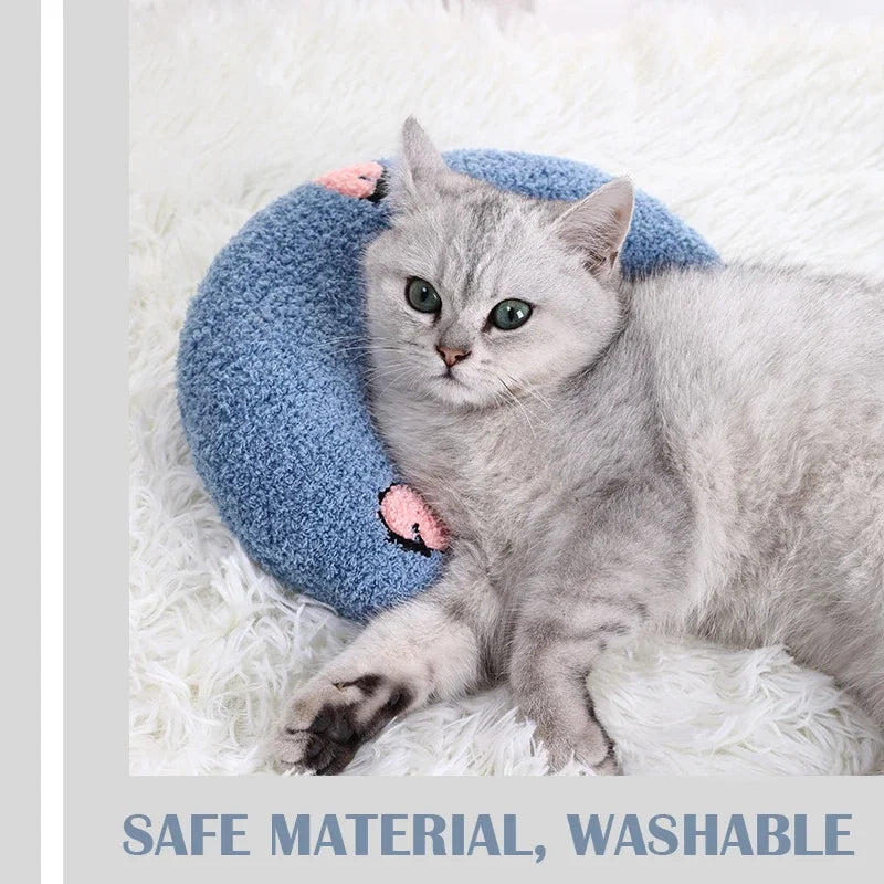 Small Pillow for Pet Cats Dogs Sleeping Mat Neck Guard U-shaped Pillow Soft and Thick Bite Resistant Winter Warm Comfort Pillow