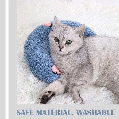 Small Pillow for Pet Cats Dogs Sleeping Mat Neck Guard U-shaped Pillow Soft and Thick Bite Resistant Winter Warm Comfort Pillow