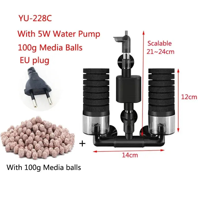 Aquarium Filter With Water Pump For Fish Tank Air Pump Skimmer Biochemical Sponge Filter Aquarium Bio Filters Filtro Aquario