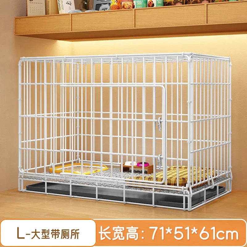Dog Cage Small Dog Indoor Folding with Toilet Teddy Bigbear Medium Dog Corgi Border Pet Kennel
