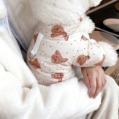 Waterproof Dog Warm Jacket Bear Print Winter Dog Coat Cotton Four Legged Dog Clothes Chihuahua Poodle Bichon Puppy Accessories