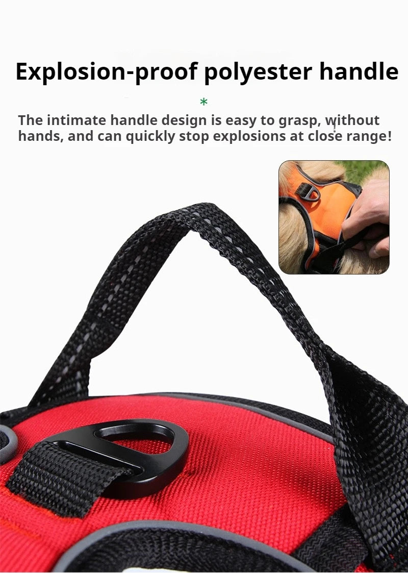 Pet dog chest back anti impact reflective vest style chest back large medium cat dog chest back traction rope set dog harness