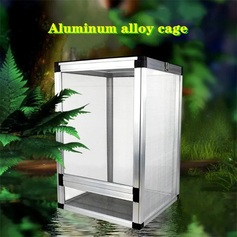 Reptile Detachable Habitat Tank Terrarium Transparent Aluminium Air Screen Cage Front Opening Door Full View Lizard Chameleon