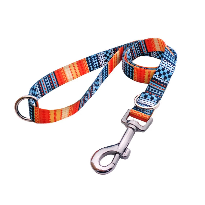 Geometry Color Pet Dog Leash Anti-Lost Durable Collar Kit Personalized 120cm Dog Chain Medium Puppy Pet Accessories for Husky