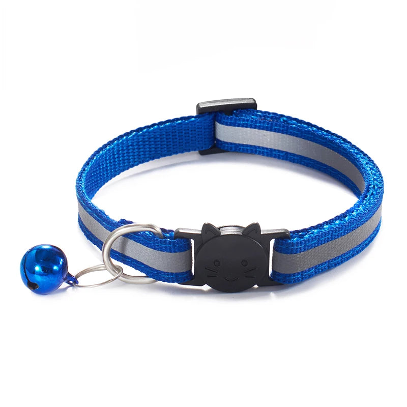 Cost-Effective Adjustable Snap-On Cat Collar With Bells Reflective Sturdy Nylon Collar For Kittens Cat Pet Supplies Cat Necklace