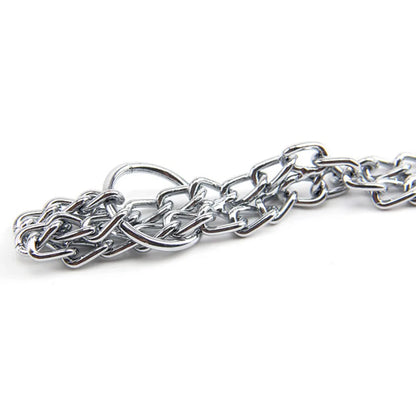 Chain Dog Training Choke Collar Adjustable Double Row Stainless Steel Chain Slip Collar Strong & Durable Dog Slip P Chain Collar