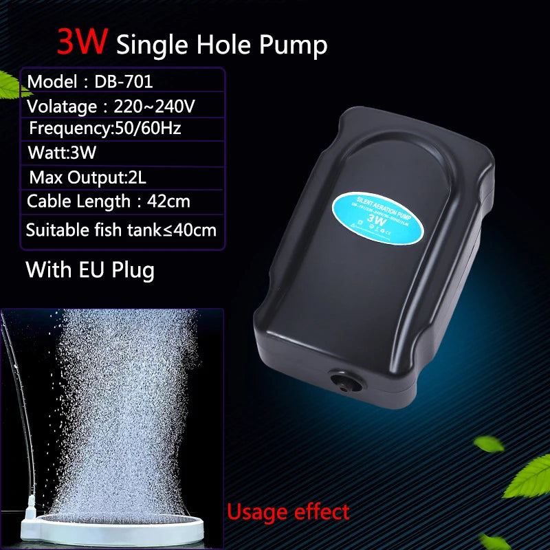 220~240V Silent Aquarium Oxygen Air Pump Fish Tank Adjustable Air Volume High Power Oxygenator Air Compressor Aerator ﻿3/5/8/10W