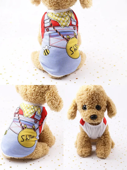Wholesale Small Pet Dog Clothes Vest Down Jacket Cartoon Cute Chihuahua Tshirt Puppy Yorkshire Terrier Puppy Bulldog Ropa Perro