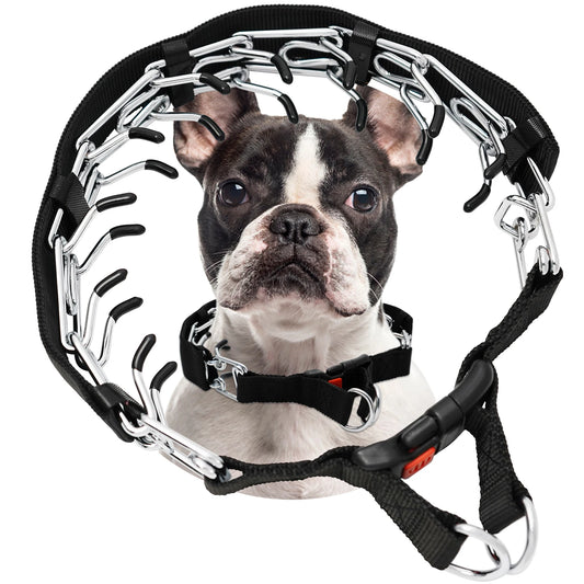 Prong Dog Training Collar Pinch Dogs Collar Iron Pinch Choke collars with Rubber Velcro nylon fabric tape For dogs