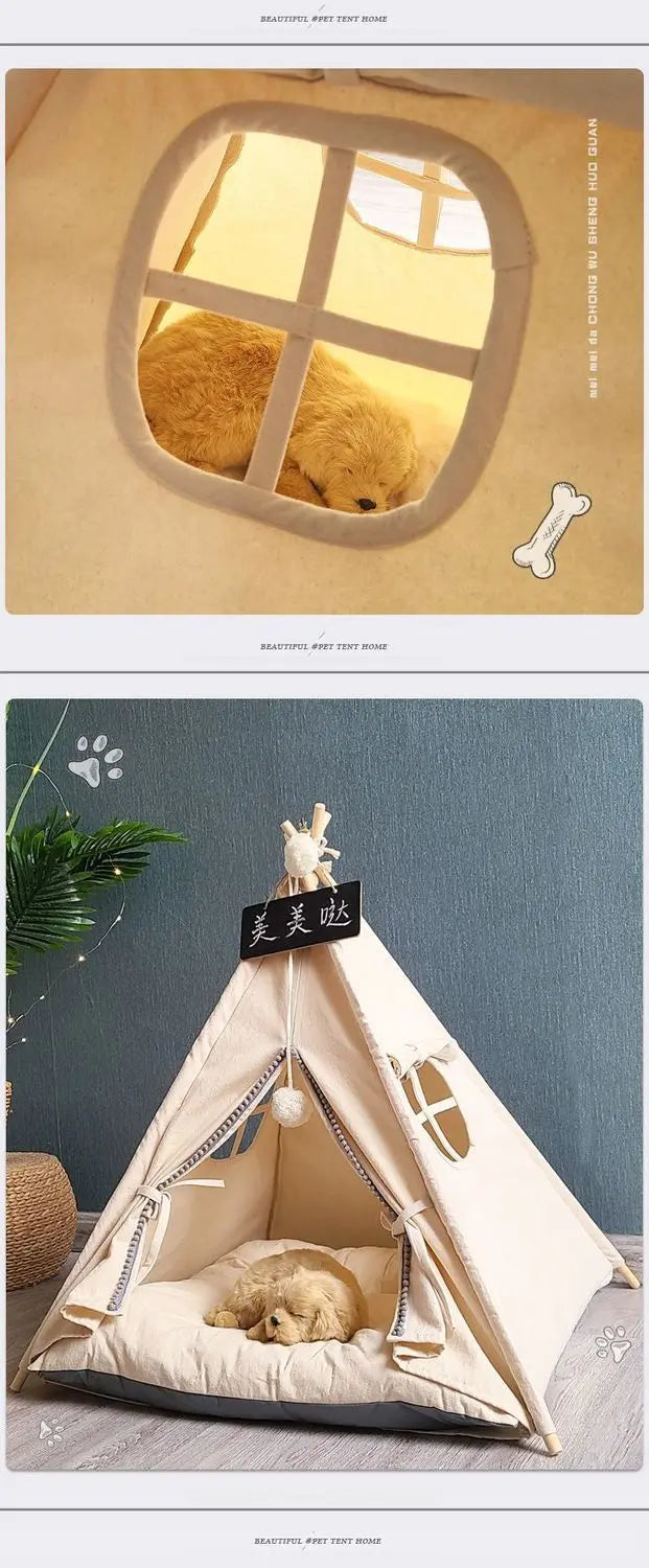 NK0 Internet celebrity ins pet tent teddy kennel corgi dog bed cat litter four seasons medium and small dog semi-closed removabl