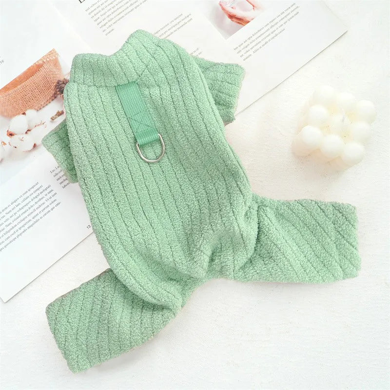 Winter Pet Clothes Dog Jumpsuit Fleece Dog Warm Coat Solid Soft Puppy Sweatshirt Chihuahua French Bulldog Costume Dog Pajamas