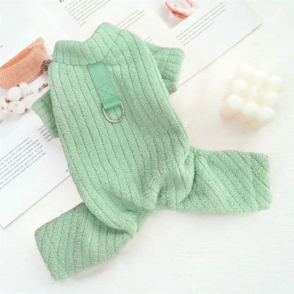 Winter Pet Clothes Dog Jumpsuit Fleece Dog Warm Coat Solid Soft Puppy Sweatshirt Chihuahua French Bulldog Costume Dog Pajamas