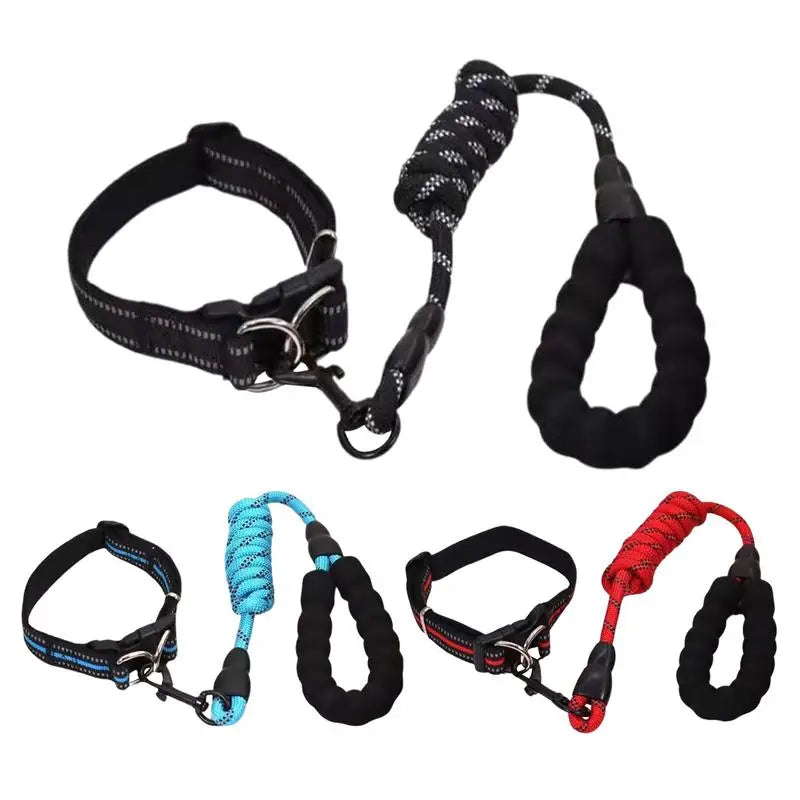Reflective Dog Collar Adjustable Neck Collars With Rope Kit For Pet Puppy Weatherproof Dog Collar Padded Suitable Puppy Collar